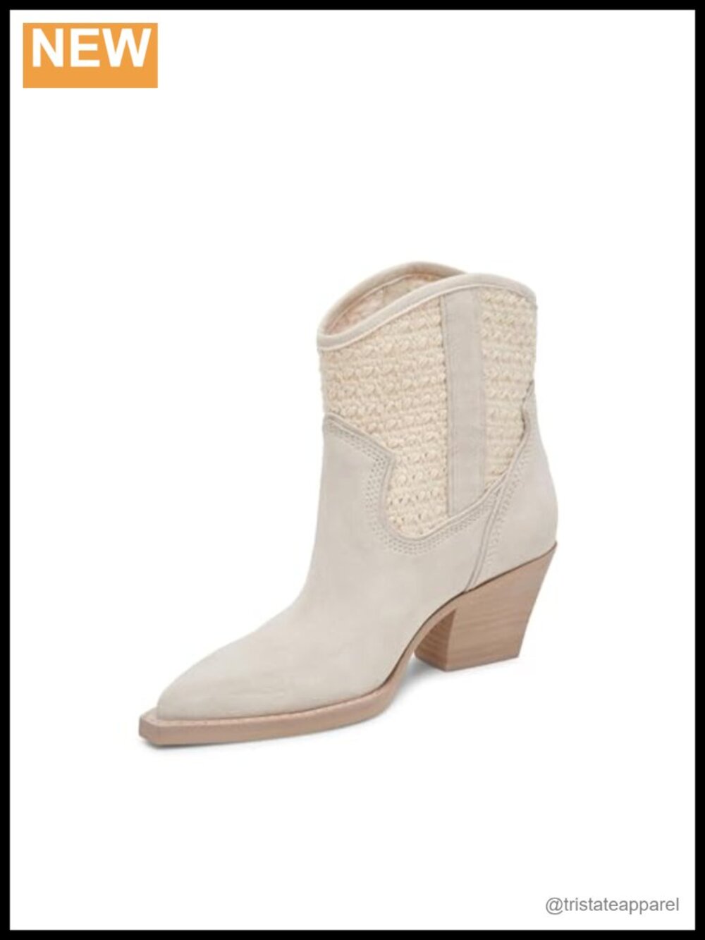 Western Ankle Bootie Suede Pull-On Block Heel Pointed Toe Women Shoes